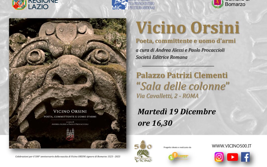 PRESENTAZIONE DEL VOLUME “Vicino Orsini. Poeta committente e uomo d’armi” (Società editrice Romana 2023)